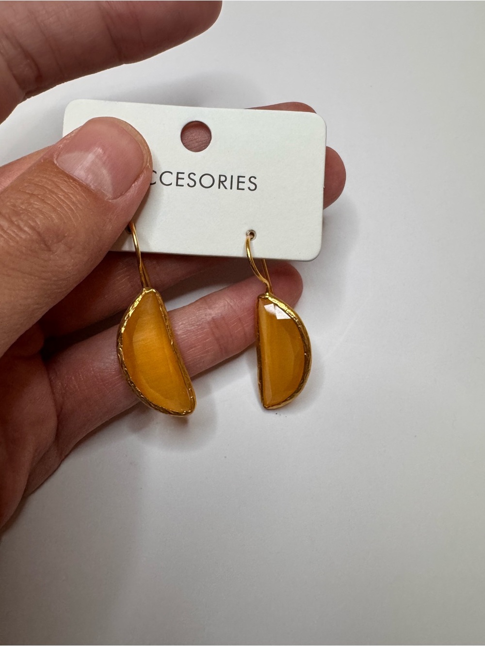 Accessorize Gold-Edged Mustard Drop Earrings